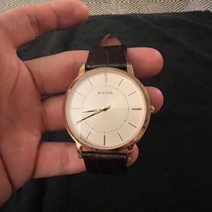 Bulova Classic Rose-Gold Watch with Leather Strap